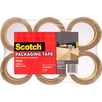 SCOTCH 400 PACKAGING TAPE 48mmx75m Brown Pack of 6