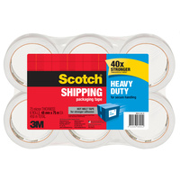 SCOTCH 3850-6-AU75 PACKAGING Tape Heavy Duty Clear Hot Melt Pack of 6 48mm X 75m