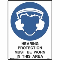 BRADY MANDATORY SIGN Hearing Protection 450x600mm Metal