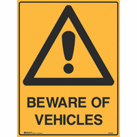 BRADY WARNING SIGN Beware Of Vehicles 600x450 Metal