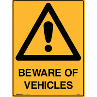 BRADY WARNING SIGN Beware Of Vehicles 600x450mm Polypropylene