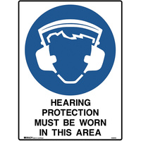 BRADY MANDATORY SIGN Hearing Protection 450x600mm Polypropylene
