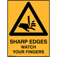 BRADY WARNING SIGN Sharp Edges Watch 600x450mm Polypropylene
