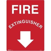 BRADY FIRE SIGN Fire Extinguisher with Arrow Metal