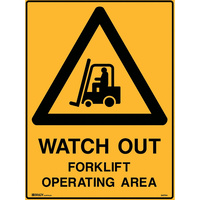 BRADY WARNING SIGN Watchout Forklift 600x450mm Polypropylene