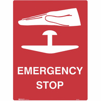 BRADY EMERGENCY SIGN Emergency Stop 180x450mm Polypropylene