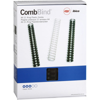GBC PLASTIC BINDING COMB 32mm 21 Ring 310 Sheets Capacity Black Pack of 50