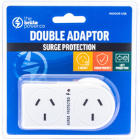 THE BRUTE POWER CO. DOUBLE ADAPTOR - Flat Left & Surge Protection