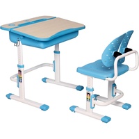 SCHOLAR DESK & CHAIR SERIES Blue - Slope Desktop & Large Storage Box