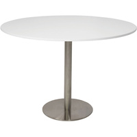 RAPIDLINE CIRCULAR MEETING TABLE 600mm Dia DISC BASE Natural White Stainless Steel