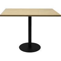 RAPIDLINE SQUARE TOP TABLE 900x900mm CIRCULAR BASE Natural Oak with Black