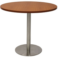 RAPIDLINE CIRCULAR MEETING TABLE 600mm Dia DISC BASE Cherry Stainless Steel