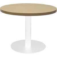 RAPIDLINE CIRCULAR COFFEE TABLE 600mm Dia Flat Disc Base Natural Oak with White Satin