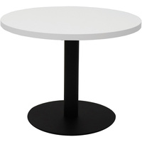 RAPIDLINE CIRCULAR COFFEE TABLE 600mm Dia Flat Disc Base Natural White with Black