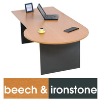 LOGAN P SHAPE DESK 2100X1050 Beech & Ironstone