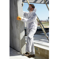 COVERALLS DISPOSABLE LRG-WHITE Hood,Elastic Waist,Cuff,Ankle