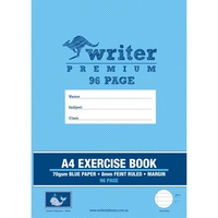 WRITER PREMIUM EXERCISE BOOK A4 96 Page 8mm Ruled And Margin Blue Coloured Paper