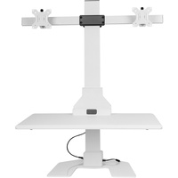 Ergovida Electric Desktop  Workstation Double Monitor White