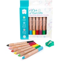 FIRST CREATIONS EASI-GRIP Wooden Pencils Assorted Pack of 6