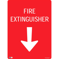 SAFETY SIGNAGE - FIRE Fire Extinguisher W/ Arrow 450mmx600mm Metal
