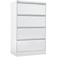 GO LATERAL FILING CABINET 4 DR White Satin H1321xW900xD470mm Furnx