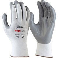 MAXISAFE SYNTHETIC COAT GLOVES White Knight FoamNitrile Glove Extra Small