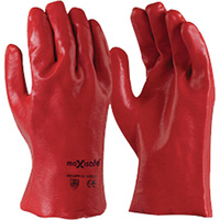 MAXISAFE CHEMICAL RESISTANT Gloves PVC Single Dipped Red 27cm