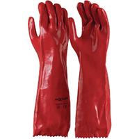 MAXISAFE CHEM RESISTANT GLOVES Chemical Resistant Glove Red PVC Single Dipped 45cm