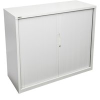 GO TAMBOUR DOOR CUPBOARD White Satin H1016xW900xD470mm Shelves not Included