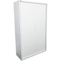 GO TAMBOUR DOOR CUPBOARD White Satin H1980xW1200xD470mm Shelves not Included