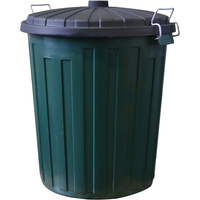 ITALPLAST GARBAGE BIN With Black Lid 75 Litres Green