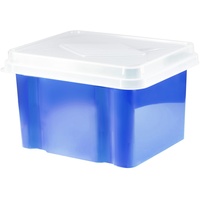 ITALPLAST STORAGE BOX Filing 32 Litre Blueberry Base Clear Lid