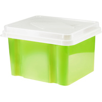 ITALPLAST STORAGE BOX Filing 32 Litre Lime Base Clear Lid