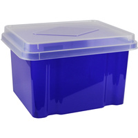 ITALPLAST STORAGE BOX Filing 32 Litre Tint Purple Base Clear Lid