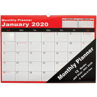 CUMBERLAND WALL PLANNER Month To View Wiro Bound 530X390Mm White/Blue