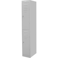 STEELCO PERSONNEL LOCKER 2 Door Silver Grey H1830xW380xD460mm