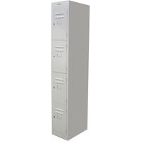 STEELCO PERSONNEL LOCKER 4 Door Silver Grey H1830xW305xD460mm