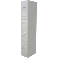 STEELCO PERSONNEL LOCKER 4 Door Silver Grey H1830xW380xD460mm