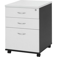 LOGAN MOBILE PEDESTAL 2 Standard & 1 Filing Drawers White & Ironstone