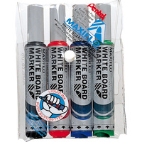 PENTEL MAXIFLO WHITEBOARD Marker PUMP IT MWL5 Bullet Point Wallet of 4