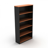 OM BOOKCASE W900 x D320 x H1800mm Cherry Charcoal