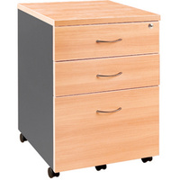 OM MOBILE PEDESTAL 1 Filing 2 Stationery Drawers Beech Charcoal