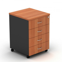 OM MOBILE PEDESTAL 4 Stationery Drawers Cherry Charcoal
