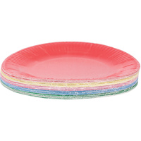ZART PAPER PLATES ASSORTED Bright Colours 23cm Pack of 50