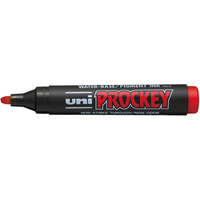 UNI PROCKEY PERMANENT MARKER Chisel Tip Red Box of 12