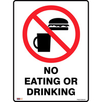 SAFETY SIGNAGE - PROHIBITION No Food Or Drink 450mmx600mm Polypropylene