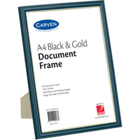 CARVEN DOCUMENT FRAME A4 Wall Mountable Black & Gold