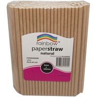 RAINBOW PAPER STRAWS 6MM NATURAL Pack of 250
