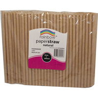 RAINBOW PAPER STRAWS 8MM NATURAL Pack of 250