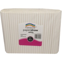 RAINBOW PAPER STRAWS 8MM WHITE Pack of 250